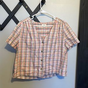 Cropped Button Short Sleeve Top